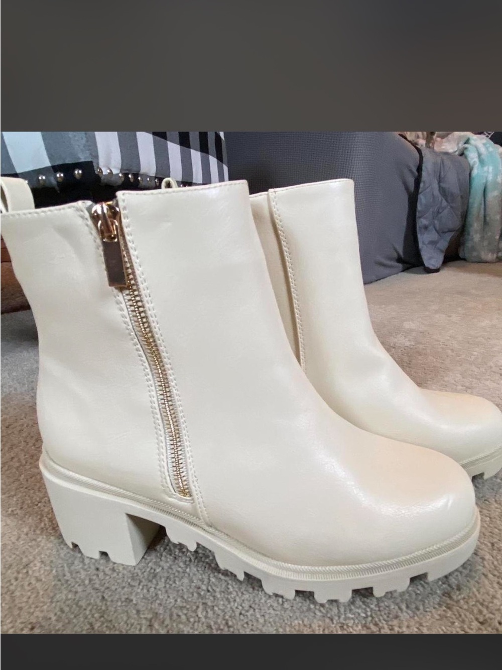 Lug Sole Ankle Boots with Side Zip
